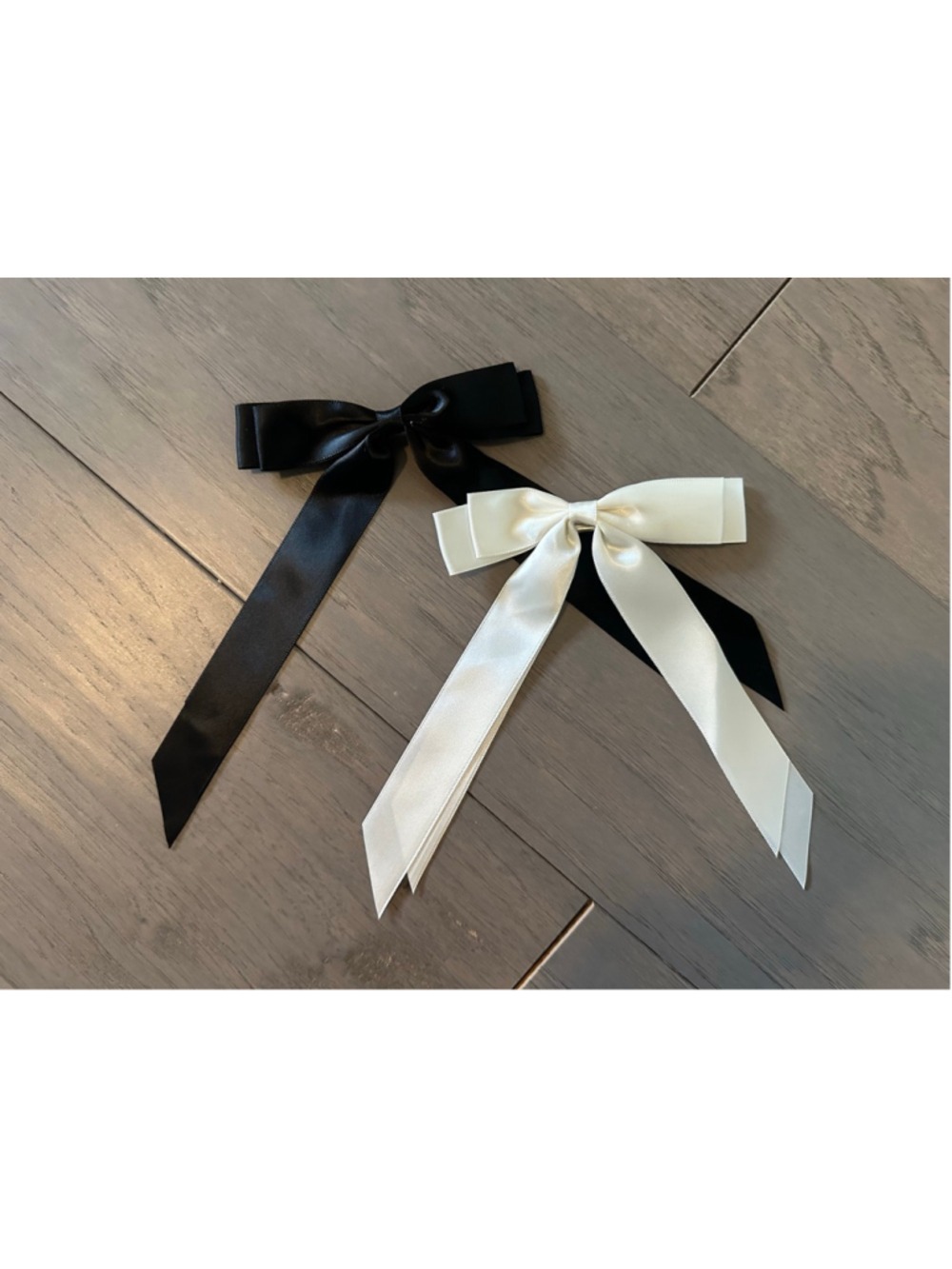 Women's Black White Silk Hair Pin Bows Set 2